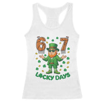67 Basketball St Patricks Day Racerback Tank Top Funny Six Seven Leprechaun Meme
