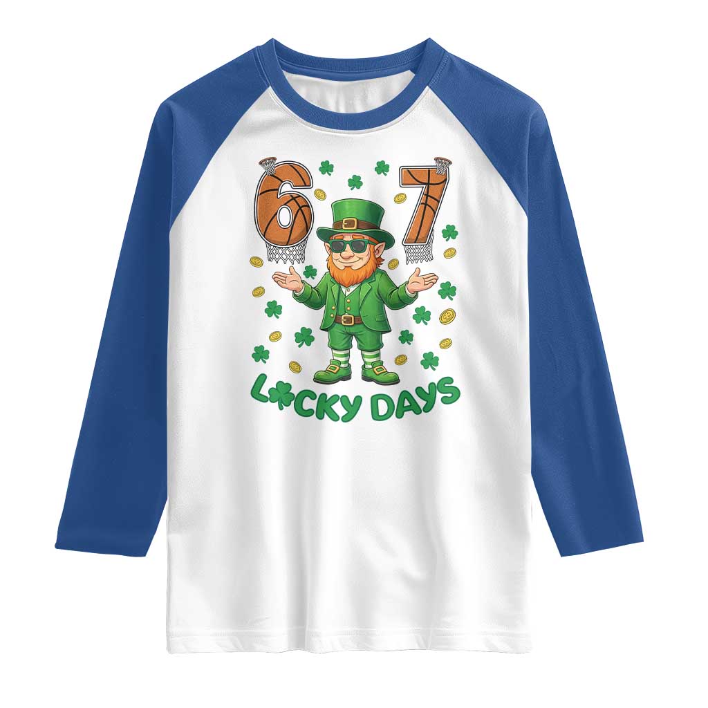 67 Basketball St Patricks Day Raglan Shirt Funny Six Seven Leprechaun Meme