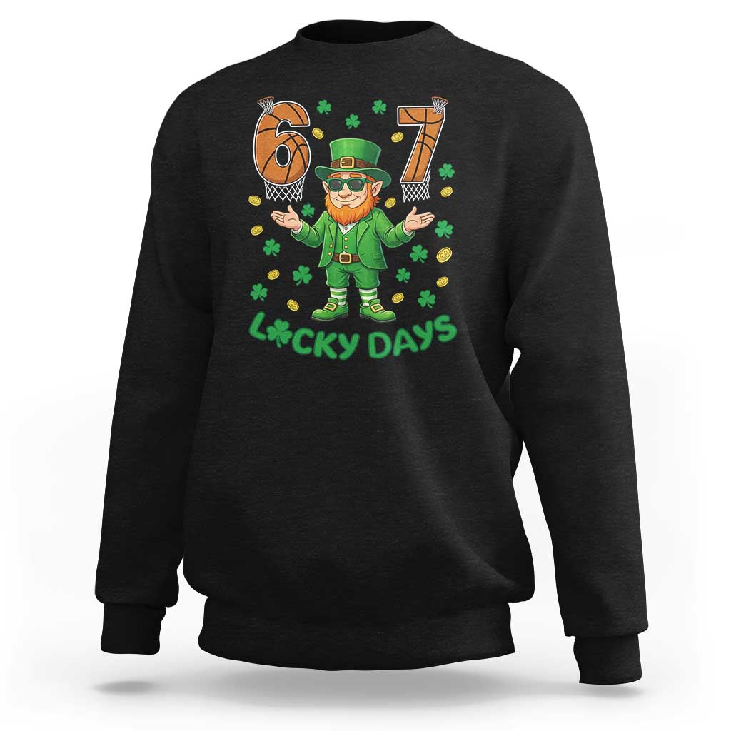 67 Basketball St Patricks Day Sweatshirt Funny Six Seven Leprechaun Meme