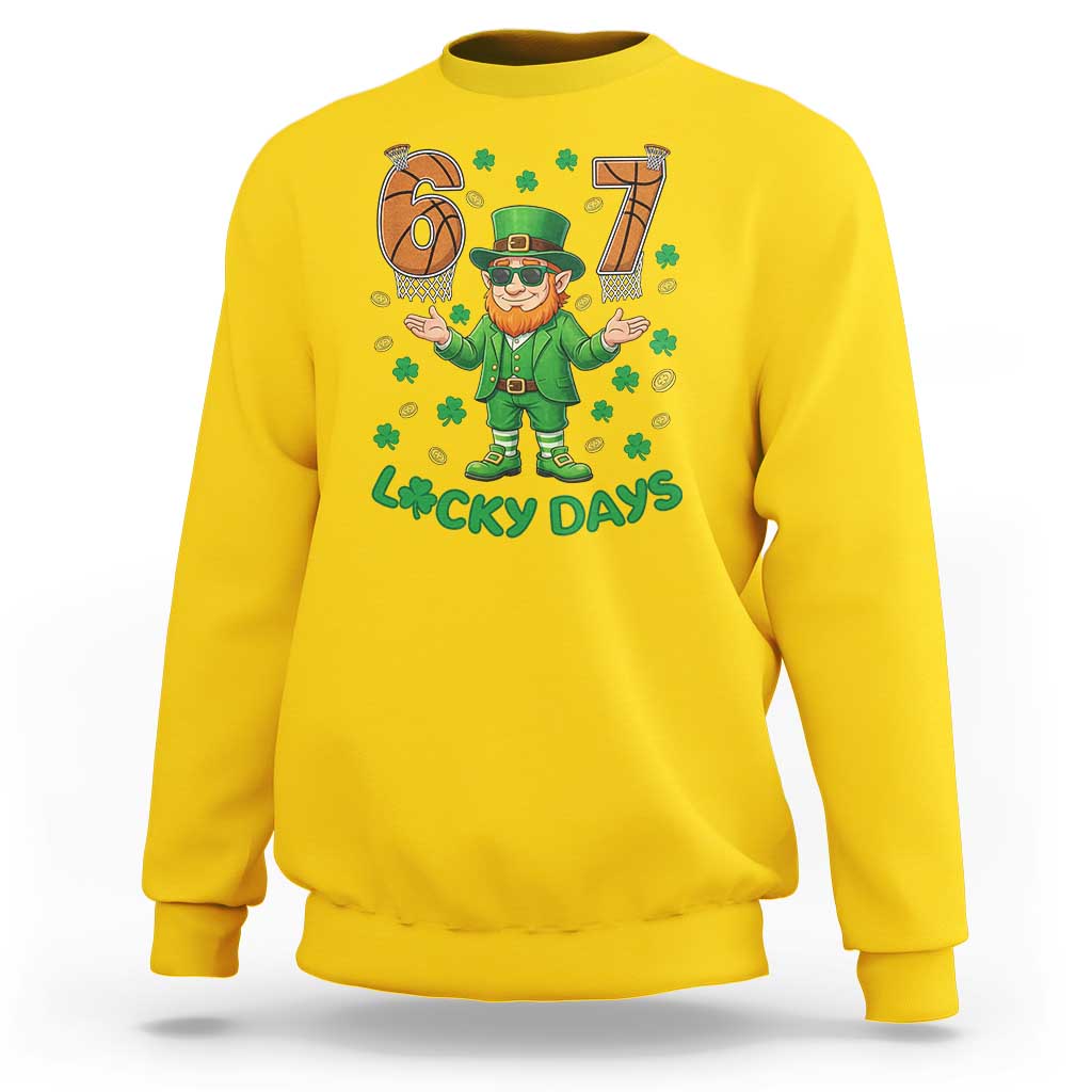 67 Basketball St Patricks Day Sweatshirt Funny Six Seven Leprechaun Meme