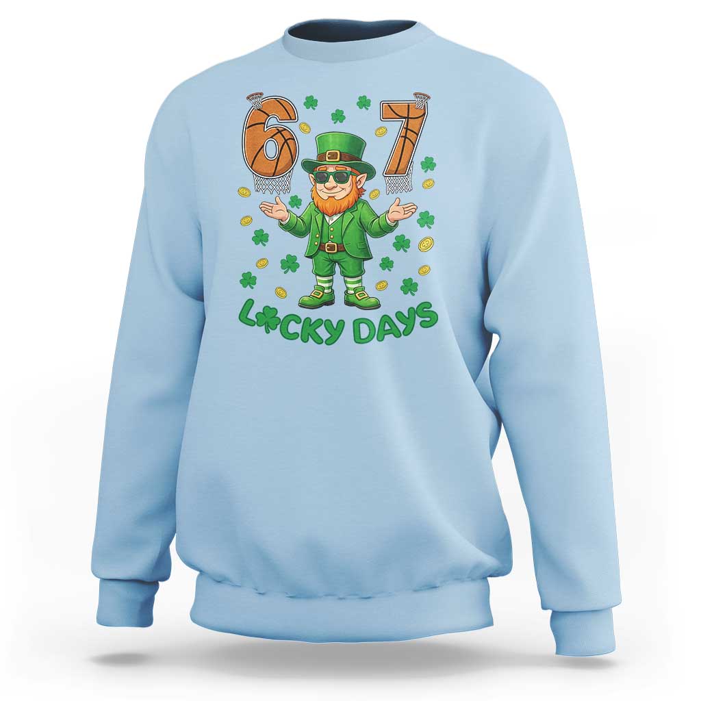 67 Basketball St Patricks Day Sweatshirt Funny Six Seven Leprechaun Meme