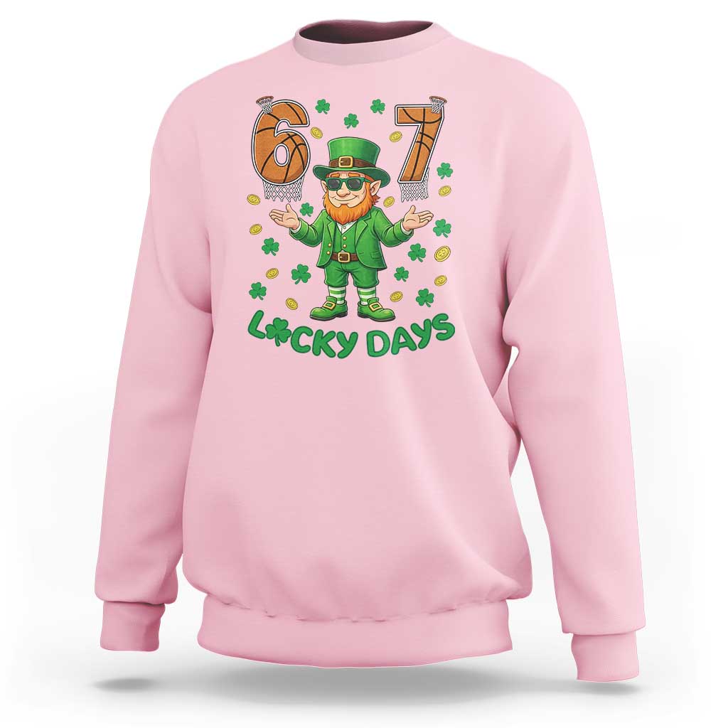 67 Basketball St Patricks Day Sweatshirt Funny Six Seven Leprechaun Meme
