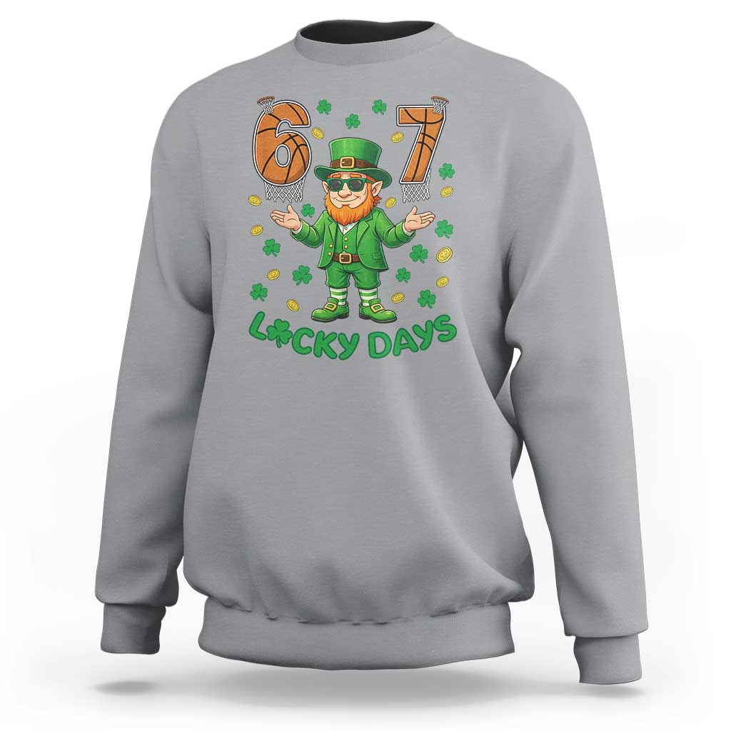 67 Basketball St Patricks Day Sweatshirt Funny Six Seven Leprechaun Meme