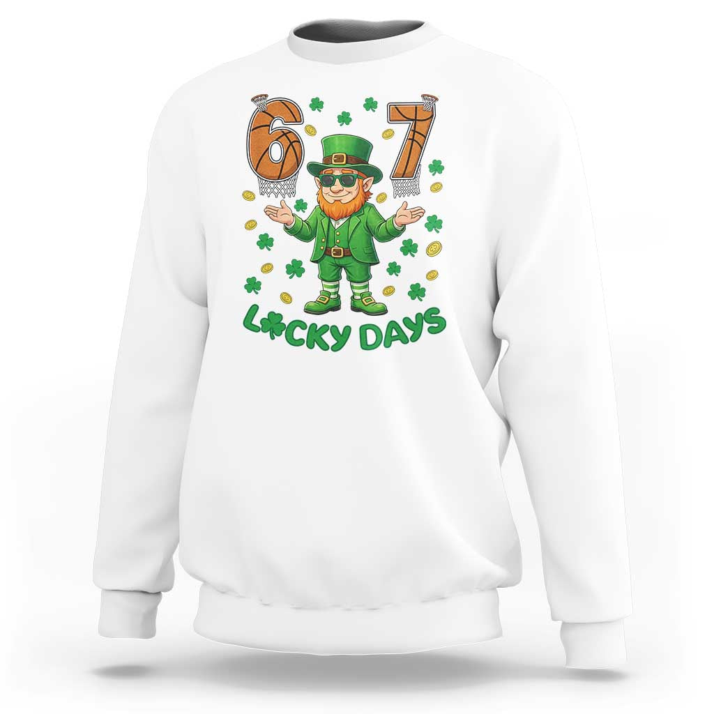 67 Basketball St Patricks Day Sweatshirt Funny Six Seven Leprechaun Meme