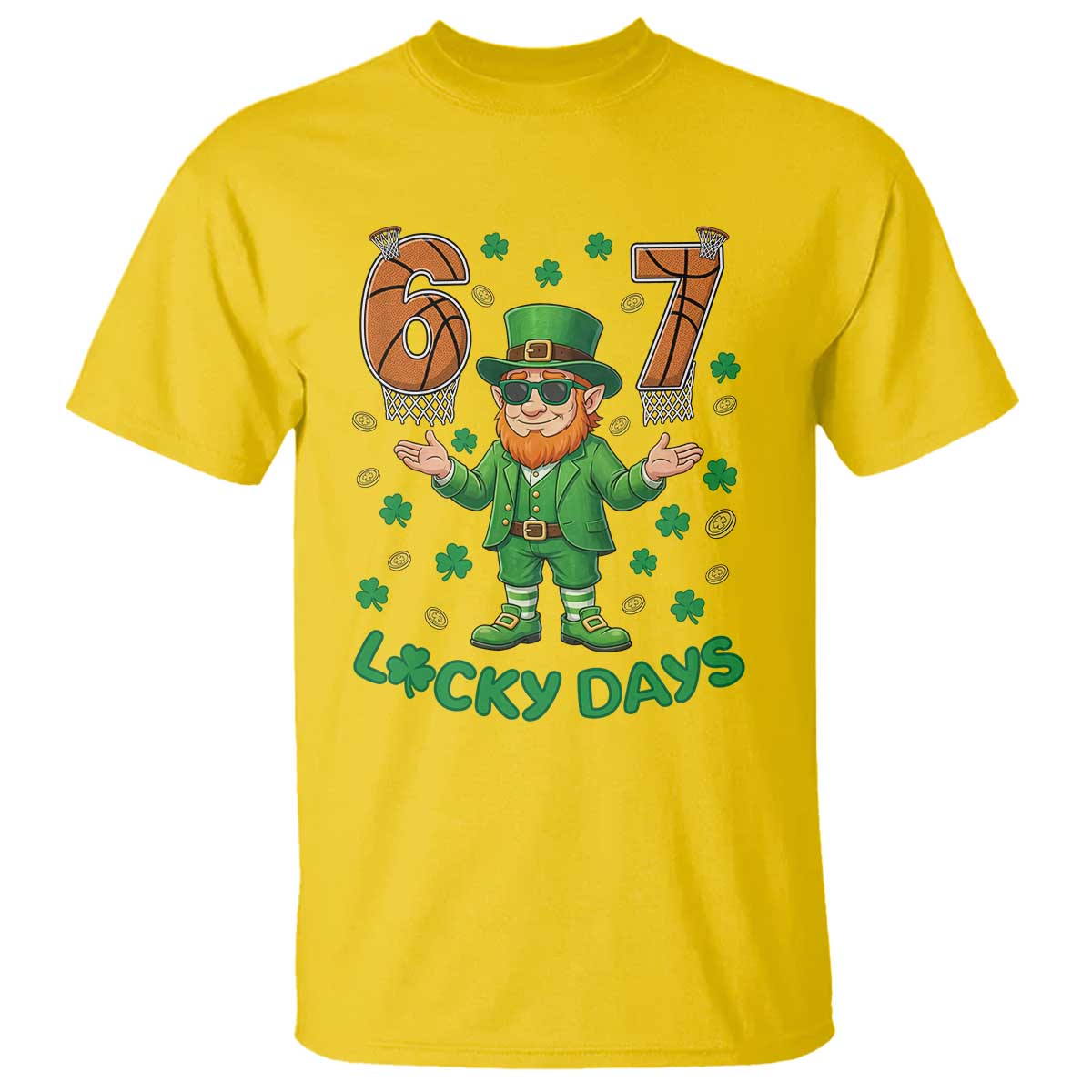 67 Basketball St Patricks Day T Shirt Funny Six Seven Leprechaun Meme
