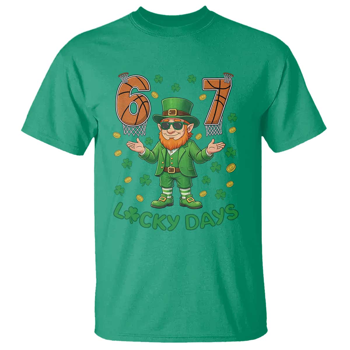 67 Basketball St Patricks Day T Shirt Funny Six Seven Leprechaun Meme