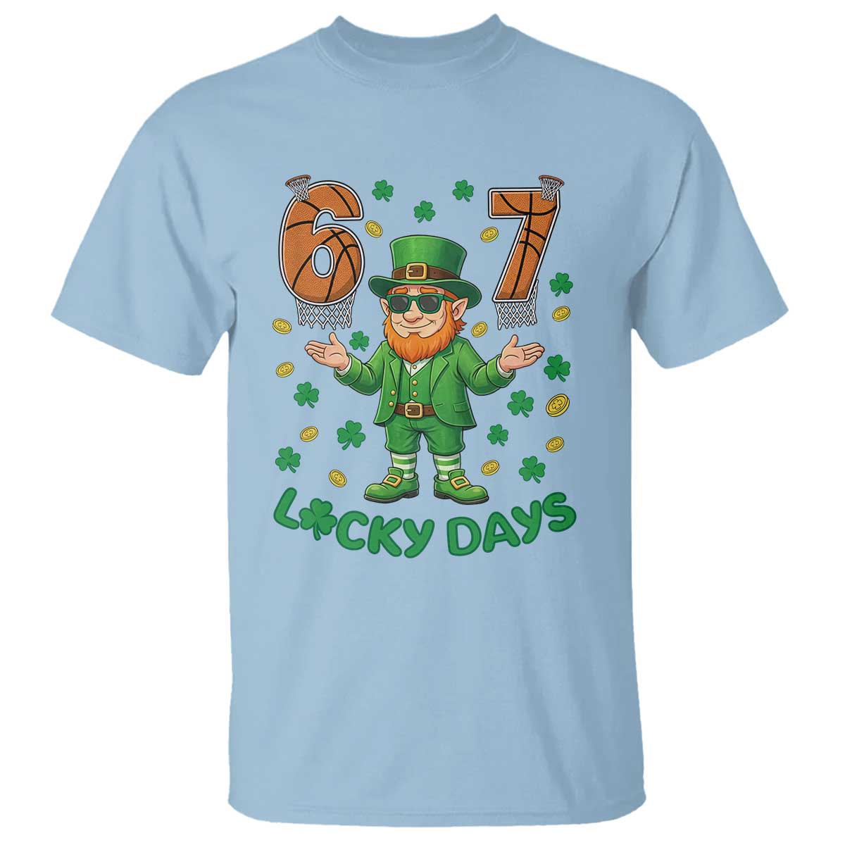 67 Basketball St Patricks Day T Shirt Funny Six Seven Leprechaun Meme