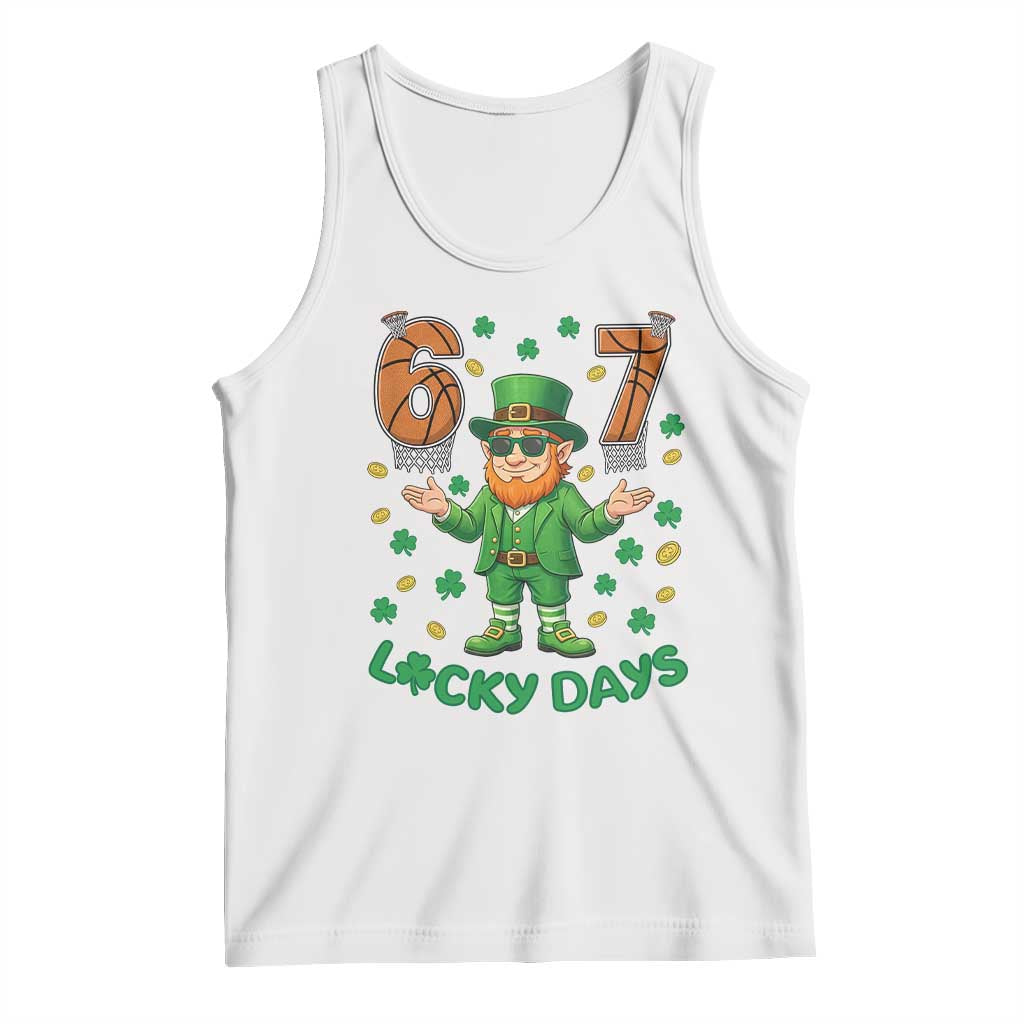 67 Basketball St Patricks Day Tank Top Funny Six Seven Leprechaun Meme