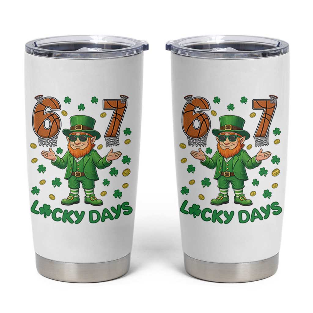 67 Basketball St Patricks Day Tumbler Cup Funny Six Seven Leprechaun Meme