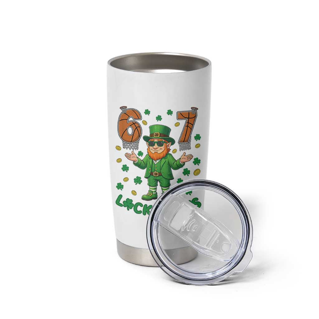 67 Basketball St Patricks Day Tumbler Cup Funny Six Seven Leprechaun Meme