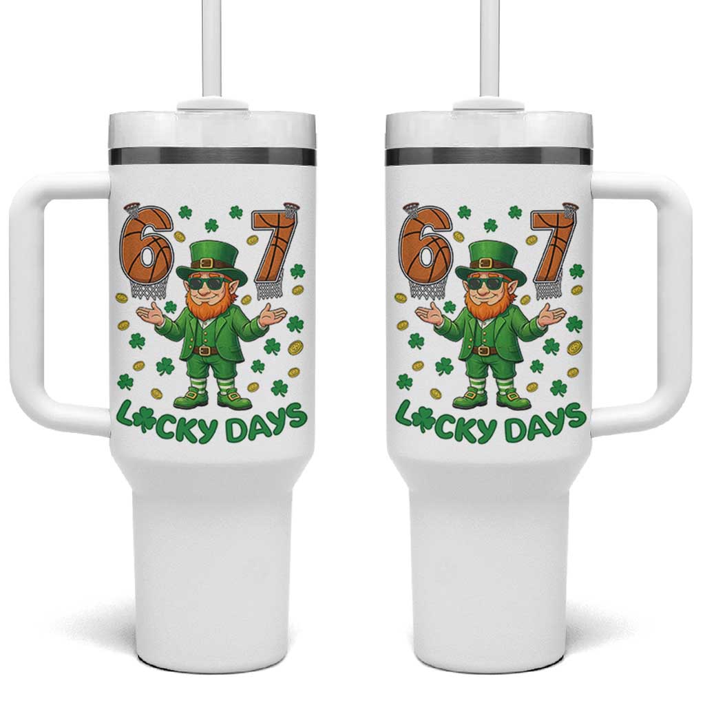 67 Basketball St Patricks Day Tumbler With Handle Funny Six Seven Leprechaun Meme