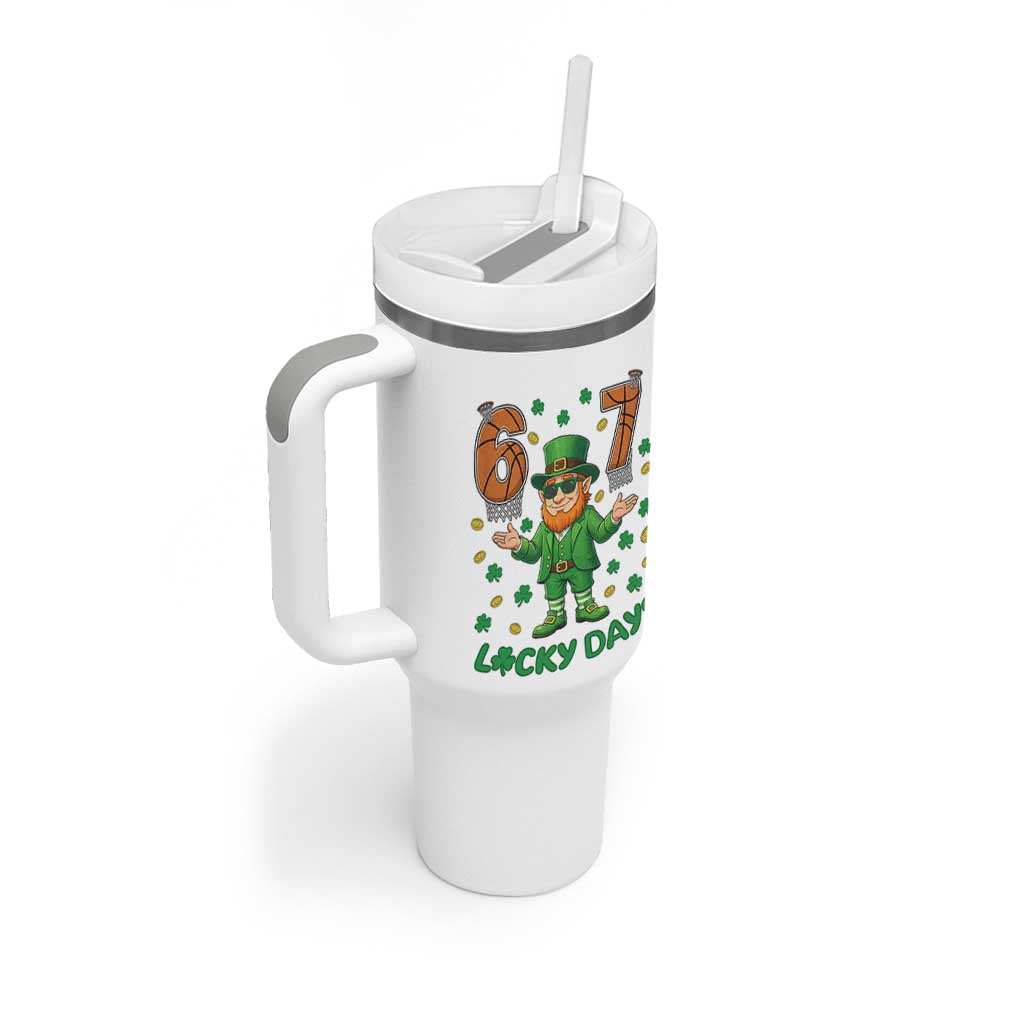 67 Basketball St Patricks Day Tumbler With Handle Funny Six Seven Leprechaun Meme