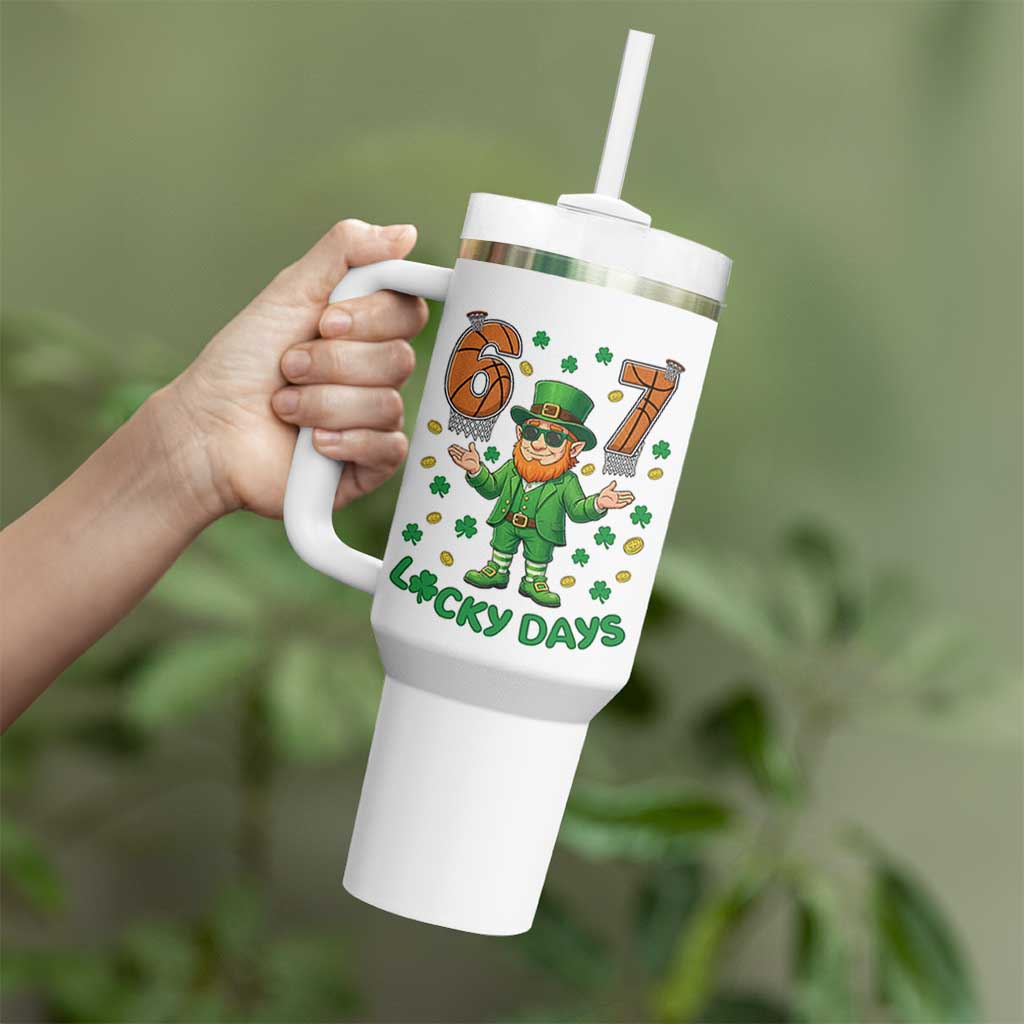 67 Basketball St Patricks Day Tumbler With Handle Funny Six Seven Leprechaun Meme