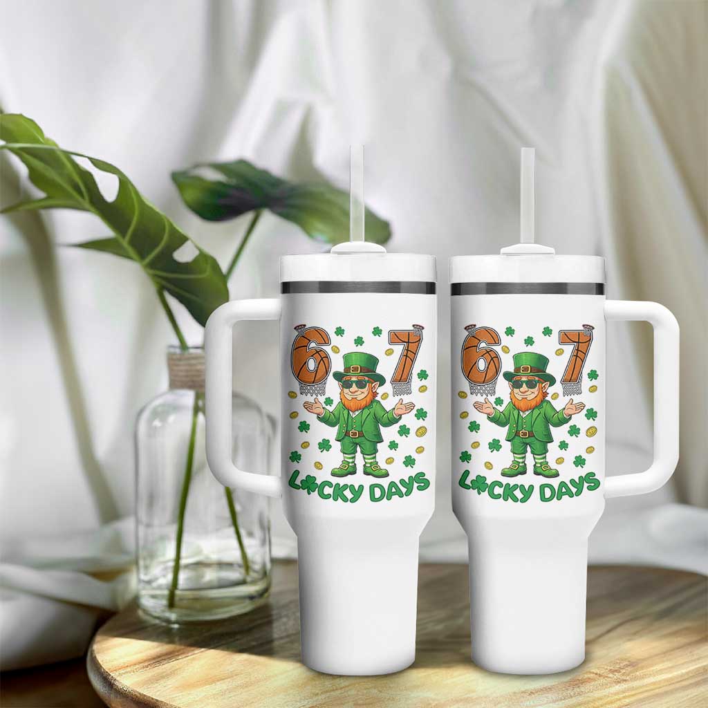 67 Basketball St Patricks Day Tumbler With Handle Funny Six Seven Leprechaun Meme