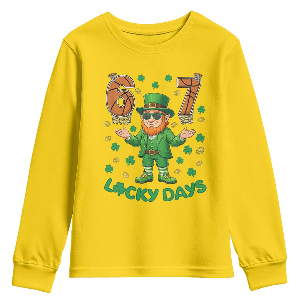 67 Basketball St Patricks Day Youth Sweatshirt Funny Six Seven Leprechaun Meme
