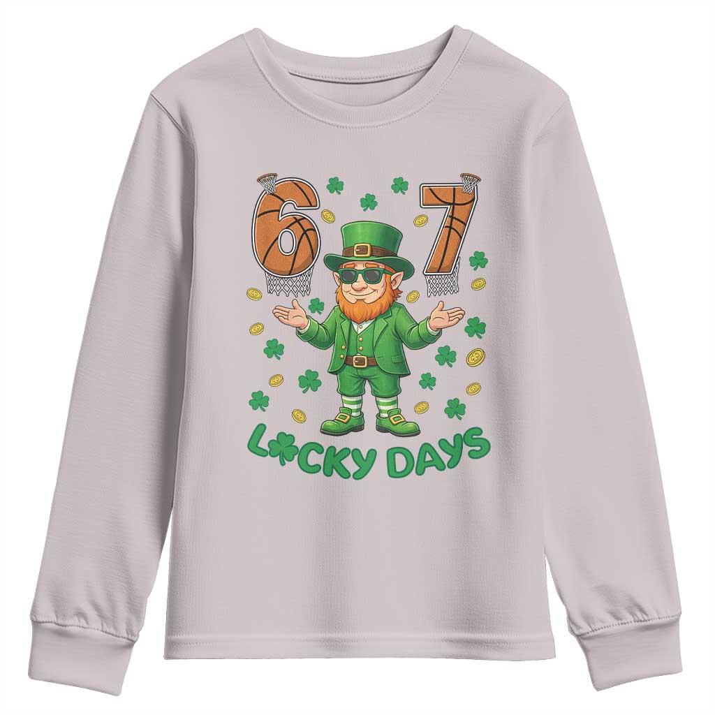 67 Basketball St Patricks Day Youth Sweatshirt Funny Six Seven Leprechaun Meme