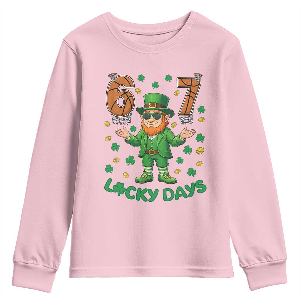 67 Basketball St Patricks Day Youth Sweatshirt Funny Six Seven Leprechaun Meme
