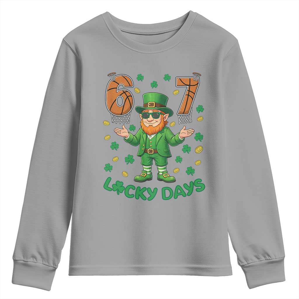 67 Basketball St Patricks Day Youth Sweatshirt Funny Six Seven Leprechaun Meme