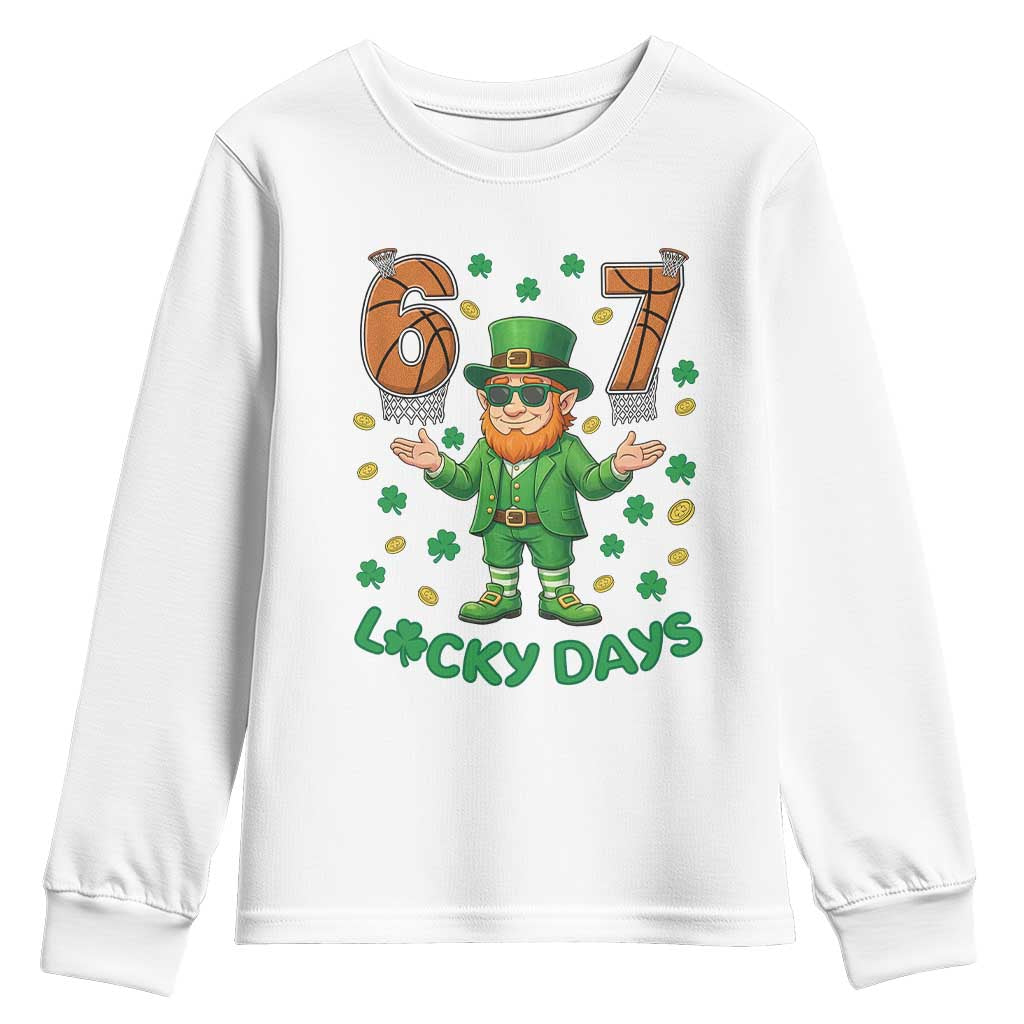 67 Basketball St Patricks Day Youth Sweatshirt Funny Six Seven Leprechaun Meme