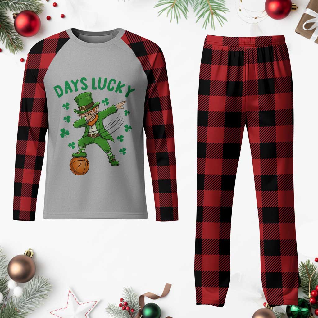 Funny Dabbing Leprechaun St Patricks Day Plaid Pajama Set Days Lucky