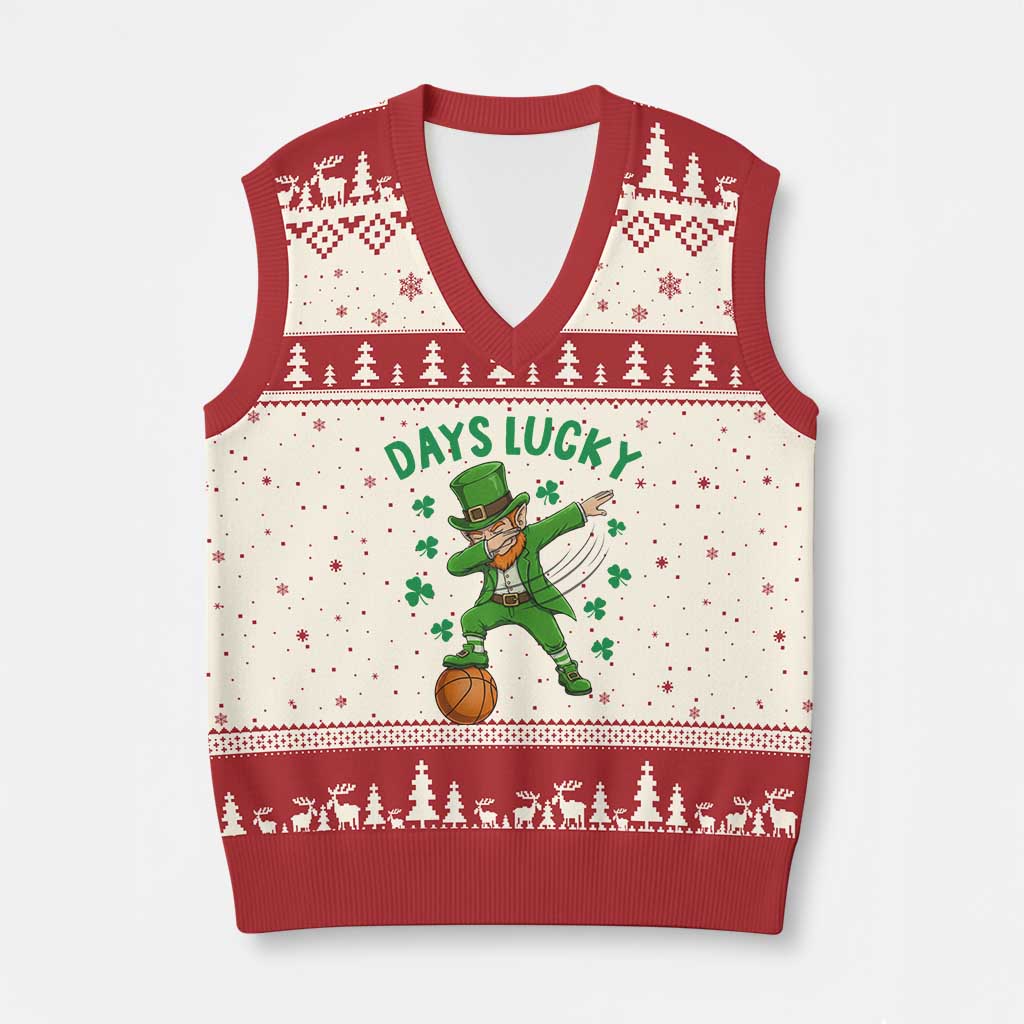 Funny Dabbing Leprechaun St Patricks Day V-Neck Knit Sweater Vest Days Lucky