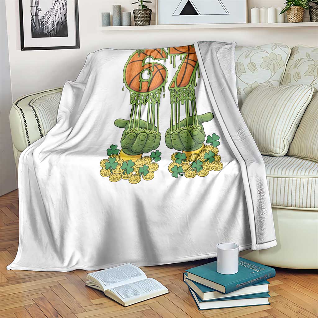 67 Basketball St Patricks Day Throw Blanket Funny Six Seven Gen Alpha Meme Drip