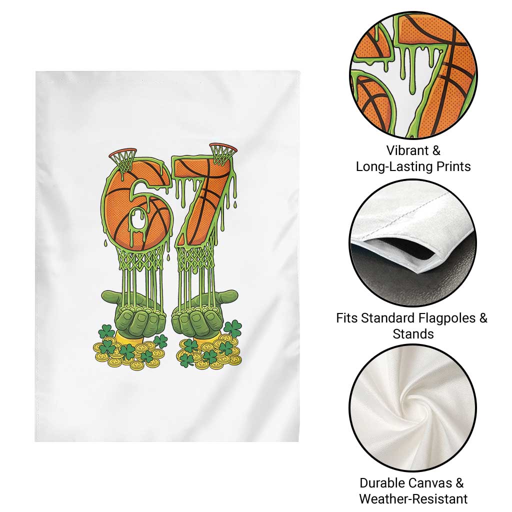 67 Basketball St Patricks Day Garden Flag Funny Six Seven Gen Alpha Meme Drip