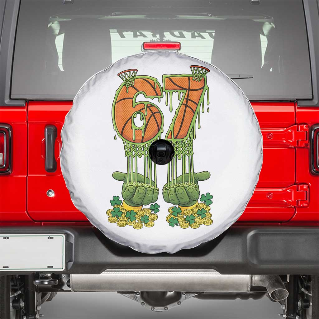 67 Basketball St Patricks Day Spare Tire Cover Funny Six Seven Gen Alpha Meme Drip