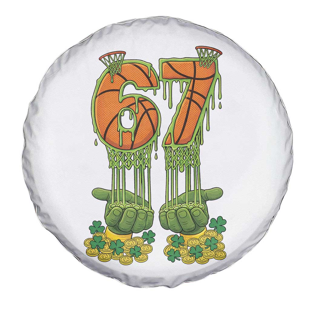 67 Basketball St Patricks Day Spare Tire Cover Funny Six Seven Gen Alpha Meme Drip