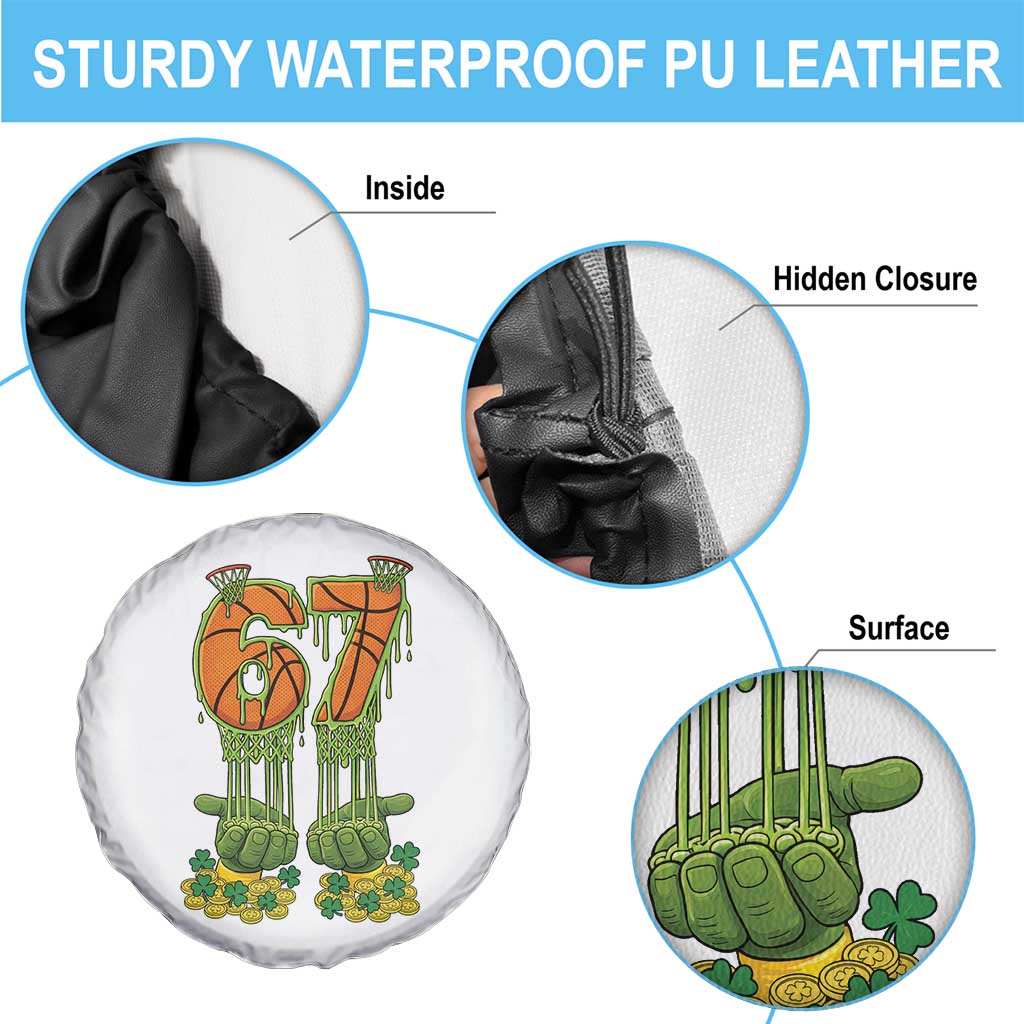 67 Basketball St Patricks Day Spare Tire Cover Funny Six Seven Gen Alpha Meme Drip