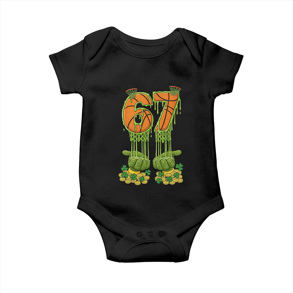 67 Basketball St Patricks Day Baby Onesie Funny Six Seven Gen Alpha Meme Drip