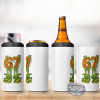 67 Basketball St Patricks Day 4 in 1 Can Cooler Tumbler Funny Six Seven Gen Alpha Meme Drip