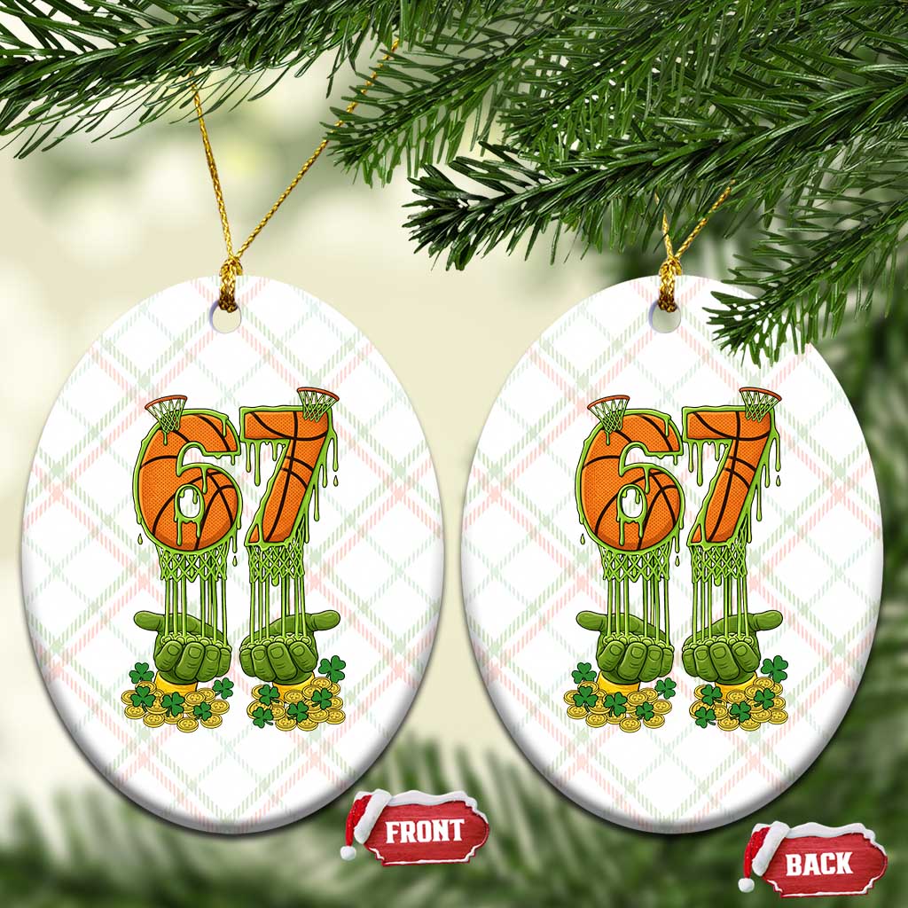 67 Basketball St Patricks Day Ceramic Ornament Funny Six Seven Gen Alpha Meme Drip