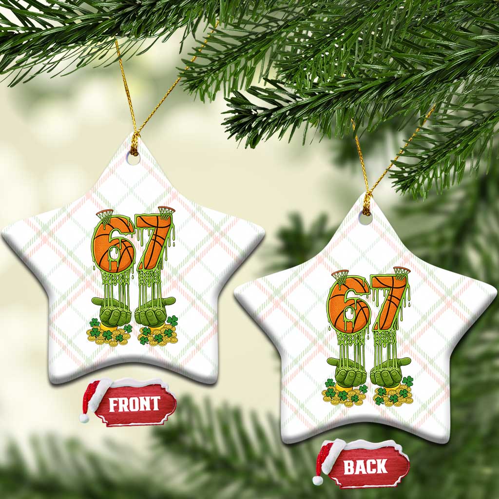 67 Basketball St Patricks Day Ceramic Ornament Funny Six Seven Gen Alpha Meme Drip