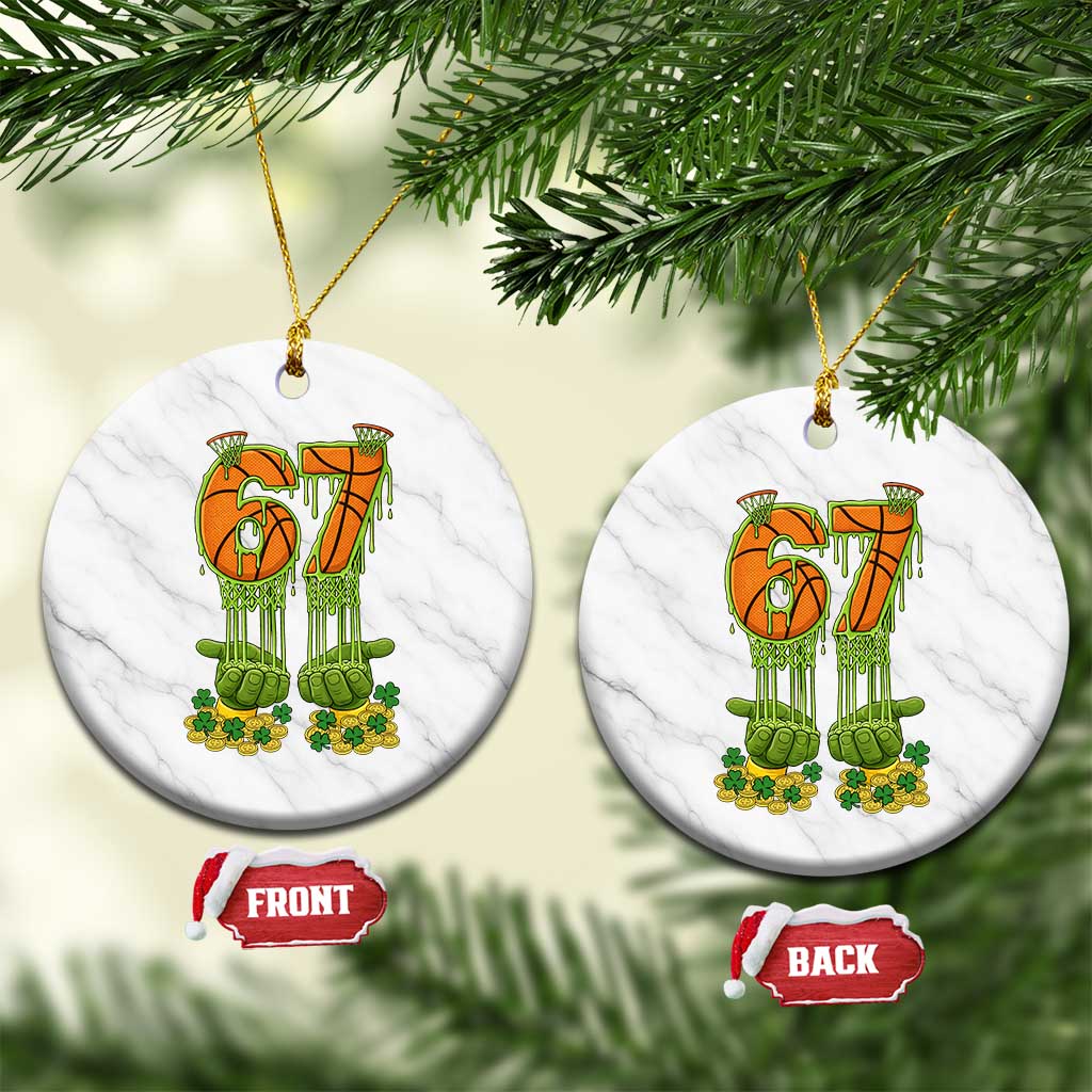 67 Basketball St Patricks Day Ceramic Ornament Funny Six Seven Gen Alpha Meme Drip