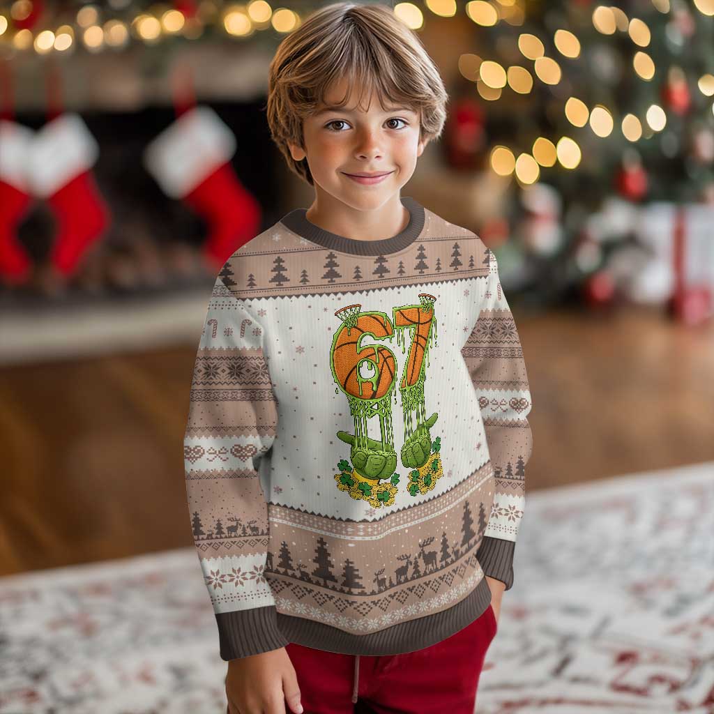 67 Basketball St Patricks Day Ugly Christmas Sweater Funny Six Seven Gen Alpha Meme Drip