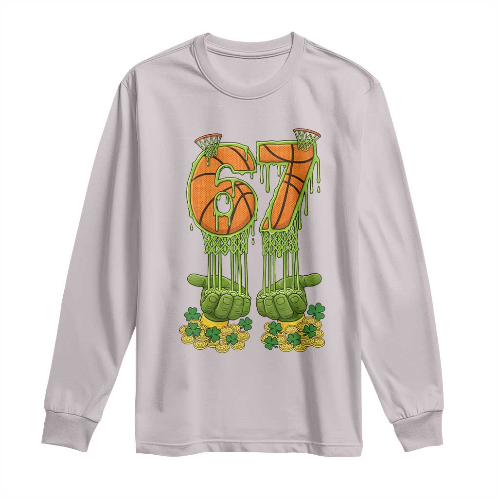 67 Basketball St Patricks Day Long Sleeve Shirt Funny Six Seven Gen Alpha Meme Drip