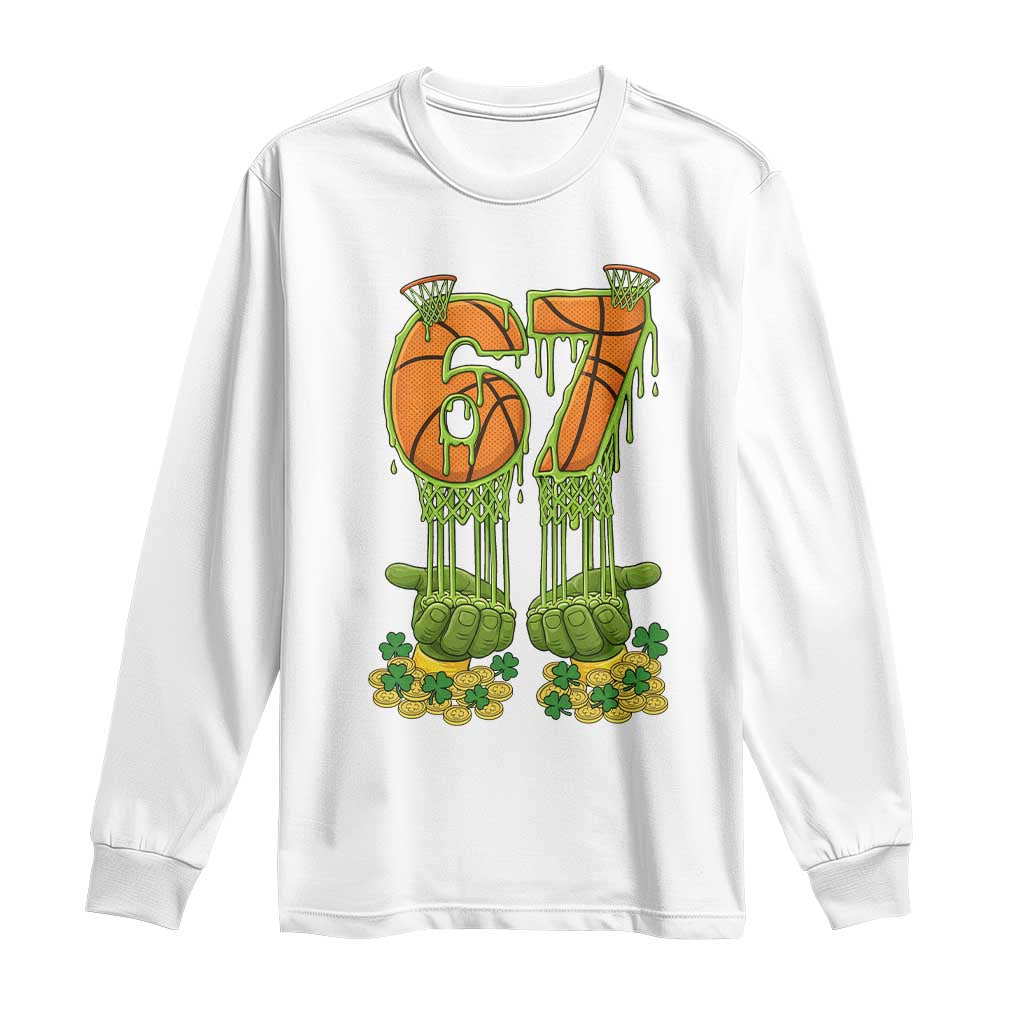 67 Basketball St Patricks Day Long Sleeve Shirt Funny Six Seven Gen Alpha Meme Drip