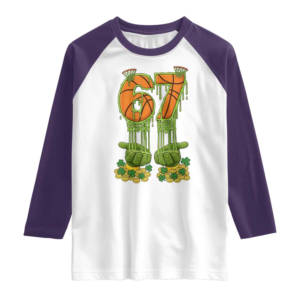67 Basketball St Patricks Day Raglan Shirt Funny Six Seven Gen Alpha Meme Drip