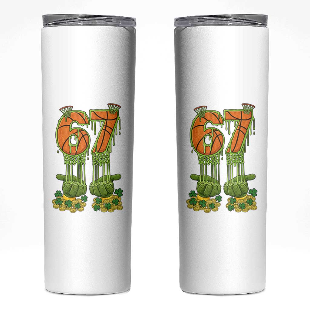 67 Basketball St Patricks Day Skinny Tumbler Funny Six Seven Gen Alpha Meme Drip