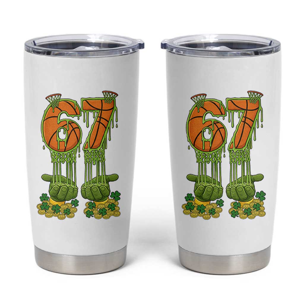 67 Basketball St Patricks Day Tumbler Cup Funny Six Seven Gen Alpha Meme Drip