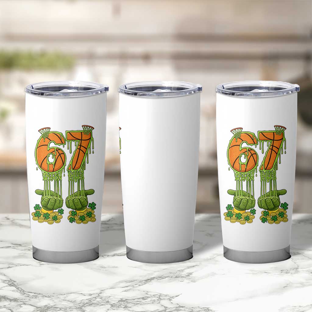 67 Basketball St Patricks Day Tumbler Cup Funny Six Seven Gen Alpha Meme Drip