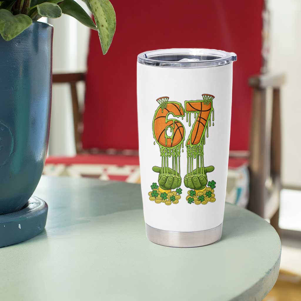 67 Basketball St Patricks Day Tumbler Cup Funny Six Seven Gen Alpha Meme Drip