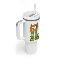 67 Basketball St Patricks Day Tumbler With Handle Funny Six Seven Gen Alpha Meme Drip