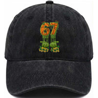 67 Basketball St Patricks Day Washed Cotton Baseball Cap Funny Six Seven Gen Alpha Meme Drip