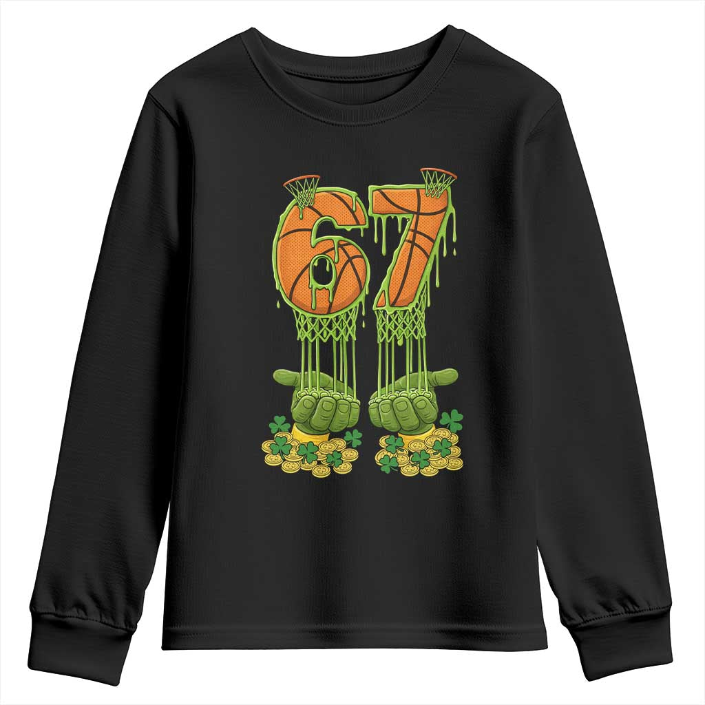 67 Basketball St Patricks Day Youth Sweatshirt Funny Six Seven Gen Alpha Meme Drip