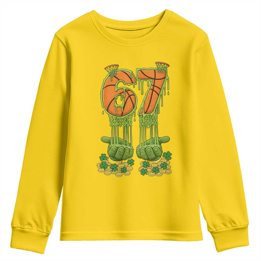 67 Basketball St Patricks Day Youth Sweatshirt Funny Six Seven Gen Alpha Meme Drip