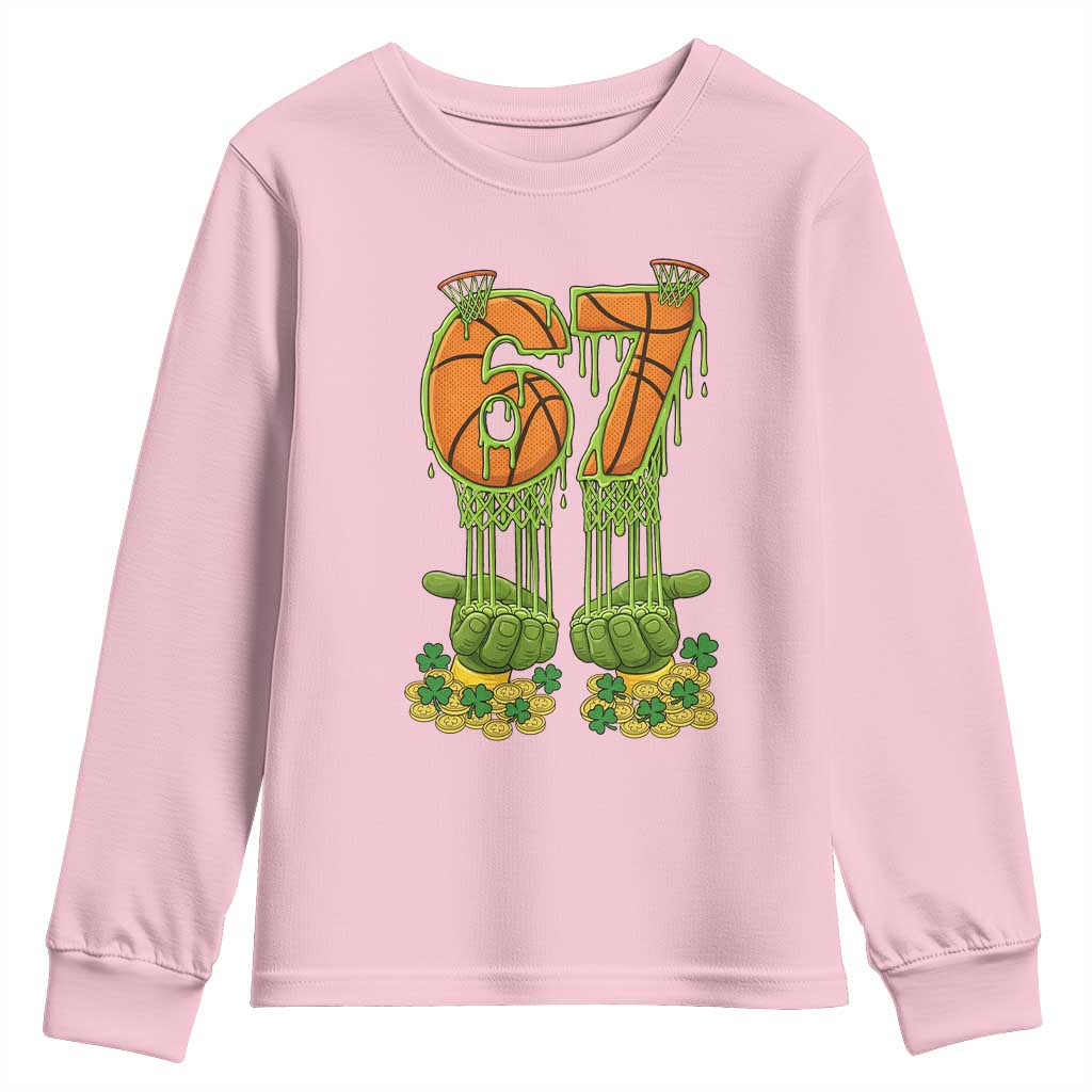 67 Basketball St Patricks Day Youth Sweatshirt Funny Six Seven Gen Alpha Meme Drip