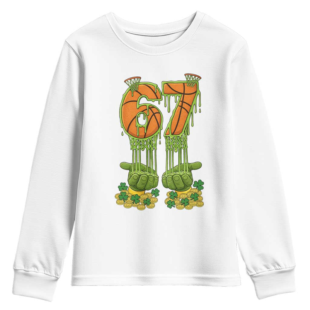 67 Basketball St Patricks Day Youth Sweatshirt Funny Six Seven Gen Alpha Meme Drip