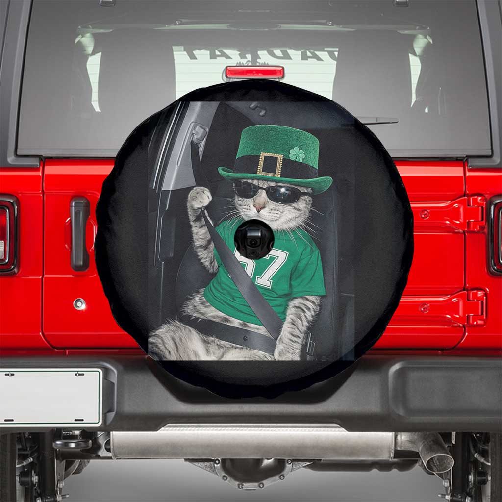 67 Cat St Patricks Day Spare Tire Cover Funny Cat Driver Leprechaun Meme